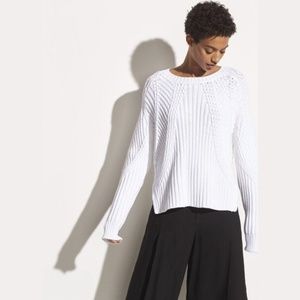 VINCE SWEATER TOP MIXED RIB CREWNECK PULLOVER COZY CLASSIC WHITE XL PLUS…